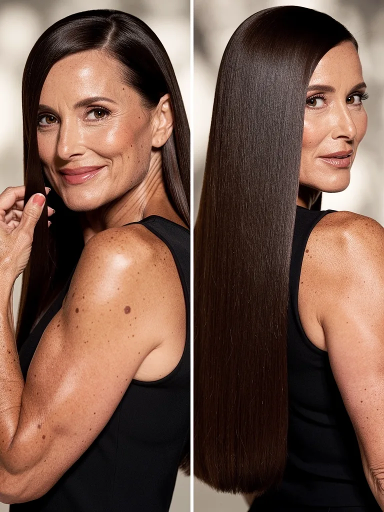 Sleek Long Blunt-Cut in Rich Espresso Brown